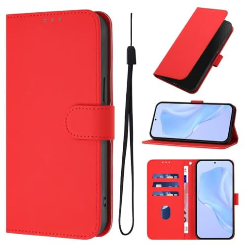 Lederhülle für Samsung Galaxy A06 Flip Hülle Wallet Case, Samsung Galaxy A06 Handyhülle PU Leder Tasche Case Kartensteckplätzen Schutzhülle Kompatibel mit Samsung Galaxy A06 rot