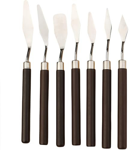 Zhenghebuy Malmesser Set,7 Stück Spachtel Messer Malerspachtel,Spachtel Acrylmalerei,Edelstahl Ölgemälde Spachtel Palettenmesser Malerei Schaber für Künstler Ölgemälde Ölmalerei