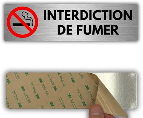 LEIASA | Panneau Adhésif Interdiction de Fumer - 5x18 cm - Épaisseur 0,8 mm - Aluminium - Panneau No Smoking - Signal Sans Tabac - Autocollant 3M Ne Pas Fumer - Signal Interdiction de Fumer