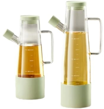 TOTIKI Oil Dispenser For Cooking Glass Oil And Vinegar Pot Household Leak Proof Kitchen Oil Bottle 2 Piece Set Vinegar Dispenser For Kitchen(Grün)