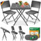KESSER® Bistroset 3-teilig Balkontisch mit 2 Stühlen | Balkonmöbel Wetterfest & UV-beständig Balkonset klappbare Sitzgruppe | Beschichtetes Stahl & Rattan-Optik | Gartenmöbelset mit 6 Filz-Untersetzer