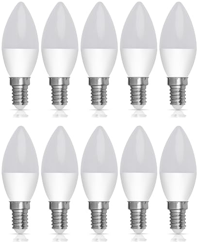 Bright Source Non-Dimmable Opal Frosted LED Candle Bulb, 2.9W, 250lm, E14 Small Edison Screw, 6500K Daylight White - Pack of 10 Bulbs