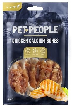 Pet People Chicken Calcium Bones 80g, Natural, Grain Free, High Protein, Dental Care, Dog Snacks - 8pc, 80g (1 Bag)