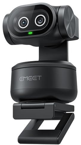 EMEET PIXY Dual-Camera AI-Powered PTZ Camera 4K, AI Tracking, PDAF&AI Autofocus 0.2s, 1/2.55'' Sony Sensor, 3 Mics, Presets, Gesture Control, 4K Webcam for Streaming and OBS/Twitch/Switch 2 Compatible