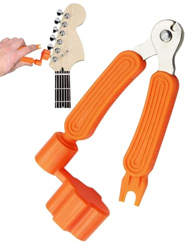 LEEQ 1 pezzo Chitarra Avvolgicorde e Tagliacorde, 3 in 1 Avvolgicorde per Chitarra, Tagliacorde per Chitarra, Estrattore per Piroli Chitarra per Corde Rimozione Cambio Ukulele Basso(Arancione)