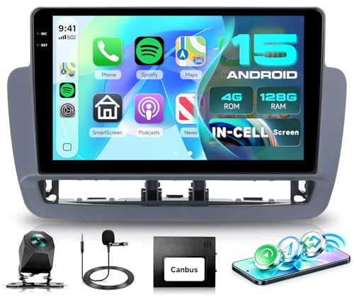 4G+128G Car Radio Stereo for Seat Ibiza 2012-2015, Hodozzy 9 1280P Incell Touchscreen Radio with DSP/32EQ Wireless Carplay Android Auto BT 5.0 GPS WiFi FM/RDS Mirrorlink SWC Backup Camera