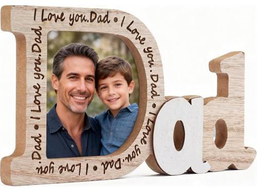 BLNC Cornice Foto Personalizzata per papà in Legno, Porta Foto con Incisione per Festa del papà, Natale, Compleanno