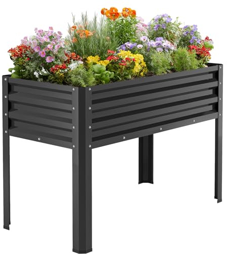 ZIKEBTUY 116x60x80 cm Hochbeet für Garten Verzinkter Stahl Rostfrei | Terrasse & Balkon, Pflanzkasten für Gemüse, Kräuter und Blumen, Langlebiges Pflanzbeet