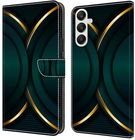 CLM-Tech Handyhülle kompatibel mit Samsung Galaxy S26 Hülle - Tasche aus PU Leder - Klapphülle mit Ständer und Kartenfächern - Schutzhülle Wallet Case Cover Goldener Rand Kontur