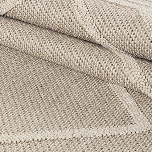 KADIMA DESIGN In- & Outdoor-Teppich Boho-Stil Wetterfest Waschbar Strapazierfähig Beige 80x150 cm Balkon Terrasse Küche Fußbodenheizung geeignet Pflegeleicht UV-Beständig Oeko-TEX | Cortina