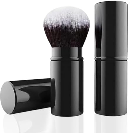 Pinceau de Maquillage Rétractable Kabuki, Pinceau de Voyage pour le Visage, Accessoire Portable avec Couvercle pour Blush, Bronzeur, Polissage, Poudre Cosmétique Sans Défaut