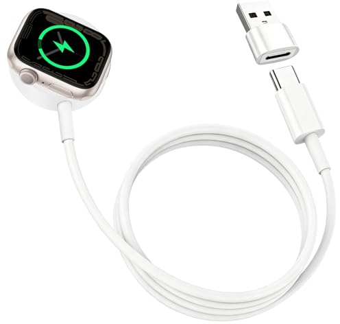 Cargador para Apple Watch, Cable apple watch Charger Magnético cargador Compatible para iWatch Serie 10/9/8/7/6/5/4/3/2/SE/Ultra, iWatch Charger Cable Cargador Apple Watch Cargador Smartwatch Reloj-1M