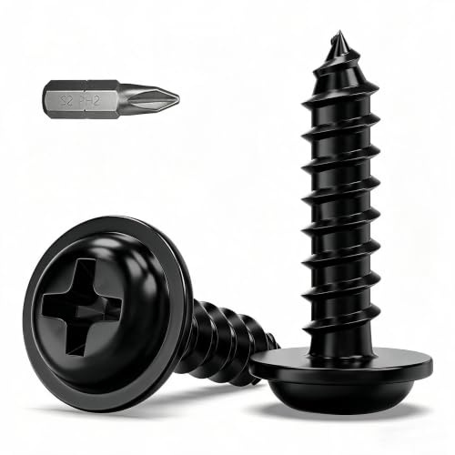 50Pcs M4 x 40mm Black Self Tapping Screws, Phillips Pan Head Wood Screws | 304 Stainless Steel Screw, Screw for Wood, Metal, Plastic and DIY Projects