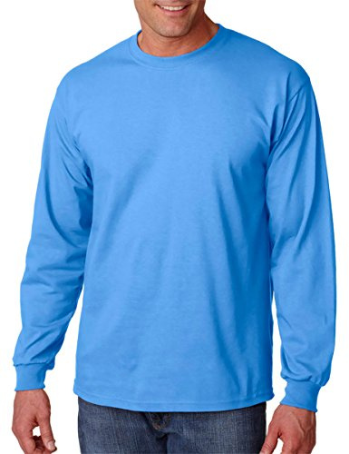 Gildan Men's Double Needle Bottom Hem Rib Knit T-Shirt, Carolina Blue, Small
