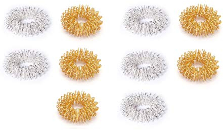 chi-enterprise Premium Massagering Set für die Finger | Anti Stress - Akupressur Ring - Antistress Ring | Akupressur Ring - Anxiety Ring | 10 Ringe (Gold und Silber, groß)