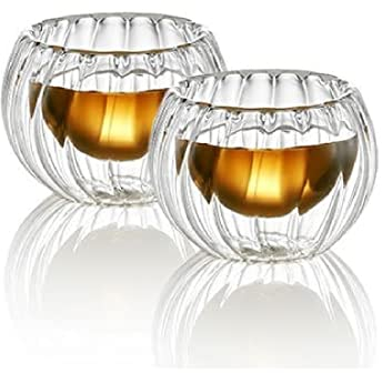 TEA SOUL Tazze in Vetro Doppio Strato Zucca 60 ml 2 pz