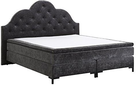 Atlantic Home Collection Boxspringbett CARO LUXE, 180 x 200 cm, inklusive Topper (Härtegrad H2), anthrazit