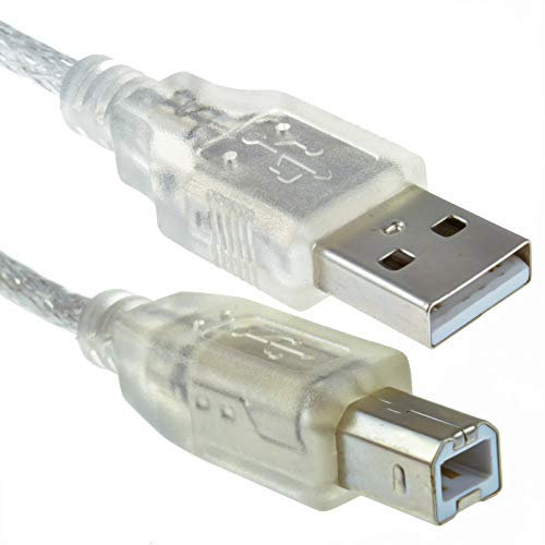 kenable CLEAR USB 2.0 Hi-Speed A to B Cable Lead For Printers 24AWG Ferrite 1m