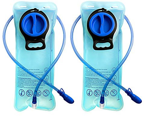 CSDSTORE Trinkblase, 2er-Pack, 2 Liter, Fahrrad-Trinksystem aus thermoplastischem Urethan, für Sport, Wandern, Camping, Klettern, blau