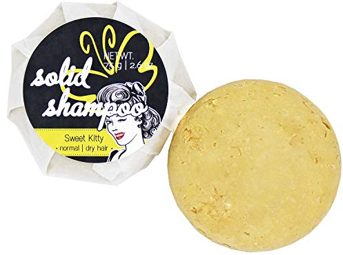 Festes Shampoo, 75 g, normales bis trockenes Haar, Sweet Kitty, sulfatfrei, fester Shampoobar aus mildem Tensid | Duft nach Karamell & Honig