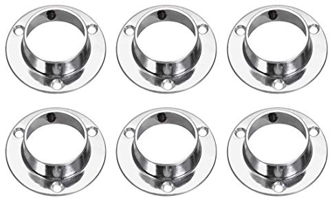 sourcing map Closet Wardrobe Rod Flange,32mm/1.26inch Dia, Socket Bracket Support Holder for Pipe 6Pcs