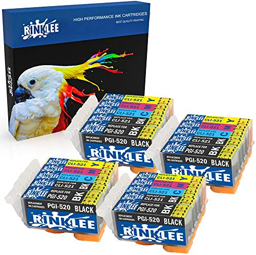 RINKLEE 20 Kompatible PGI-520 CLI-521 Druckerpatronen Ersatz für Canon Pixma MP560 MP640 MP630 MP620 iP4600 iP4700 iP3600 MP540 MP990 MP980 MP550 MX870 MX860