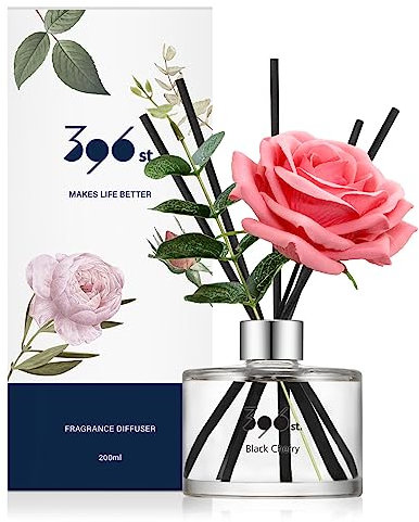 396 st. Rose Flower Reed Diffuser, Black Cherry, 200ml(6.7oz) / Reed Diffuser Sets, Home Fragrance, Scented Oils, Home & Bathroom Décor