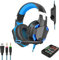 KOKITEA Voice Changer Gaming Headset for Phone/PS4/Xbox/Switch/IPad/Computer/Kids, Over-Ear Headphones with Volume Control LED Light Cool Style Stereo for PS4,PC,Xbox One (blue)