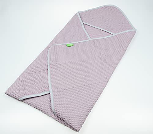LULANDO Schlafsack Yeti für die Babyschale, 100% Waffelbaumwolle, Standard 100 by Oeko-Tex – Klasse I, Schlafsack für Babys, Waffelstruktur Decke Autoschale Babydecke (Dunkelrosa)