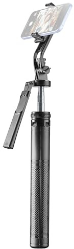 Cellularline Selfie Stick Max mit Abnehmbarer Bluetooth-Fernbedienung, Quadrapod-Funktion, 360°-Drehung, Teleskopstange 180 cm, Handyhalter abnehmbar, schwarz
