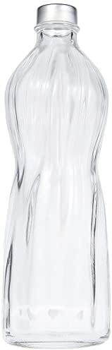 BORMIOLI Bottiglia Aqua LT.1 C/Tappo, 1 Liter, Acciaio Inossidabile, Trasparente