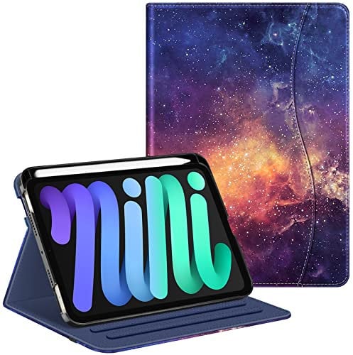 FINTIE Folio Case for iPad Mini 6 2021, Multi-Angle Smart Stand Cover w/Pencil Holder & Pocket, Auto Sleep/Wake for iPad Mini 6th Generation 8.3 Inch, Galaxy