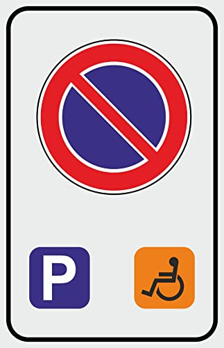 CARTELLO SEGNALETICO - parcheggio invalidi - Con Adesivo in Vinile e Pannello in Forex (Pannello 5mm Stampato)