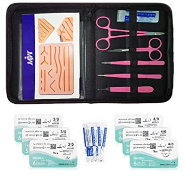 Nahtübungs-Set für Medizinstudenten, Tierärzte, Krankenschwestern, Silikon-Nahtpolster mit schützender horizontaler und vertikaler Netzschicht zur Verbesserung der Haltbarkeit des Pads