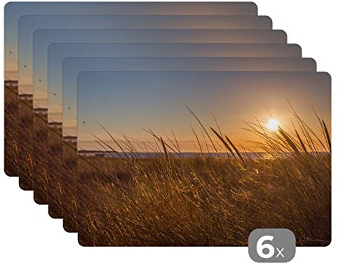 Placemats Platzdeckchen Platzset Tischset 6-teilig Tischdeko Untersetzer 45x30 cm Ostsee - Schilf - Sonnenuntergang