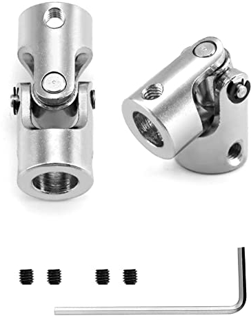 QWORK 2 Pack Joint d'Accouplement de 8 mm à 8 mm, arbre de direction universel, Couplage d'Arbre en Métal