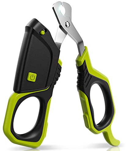 pecute Cat Nail Clippers with Adjustable LED light, Curved Stainless Steel Pet Nail Trimmer for Cats, Cat Claw Clippers with Angled Blade, Suitable for Cats, Small Dogs, Rabbits and Small Animals