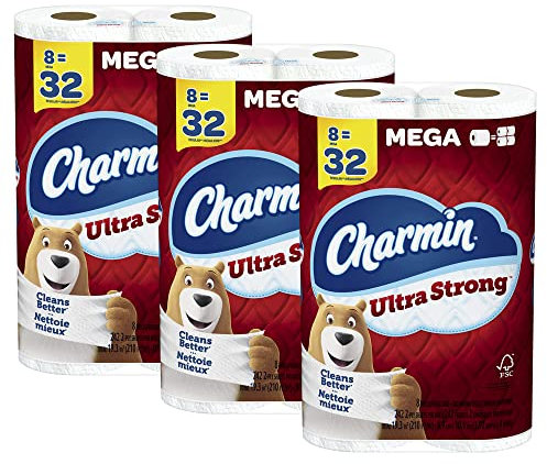 Charmin Toilettenpapier, ultrastark, 24 Mega-Rollen = 96 reguläre Rollen, 242 Blatt pro Rolle