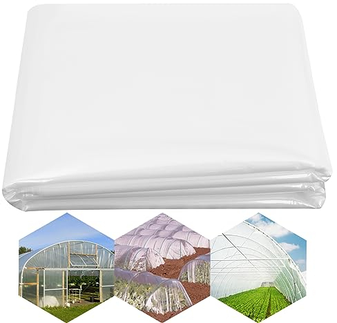 YAMYO Transparente Polyethylenfolie Gewächshausfolie, Polyethylenfolie Folientunnel, Extra Dick Reißfest Gartenfolie aus Polyethylen für Gartenarbeit Treibhaus (2X6M)