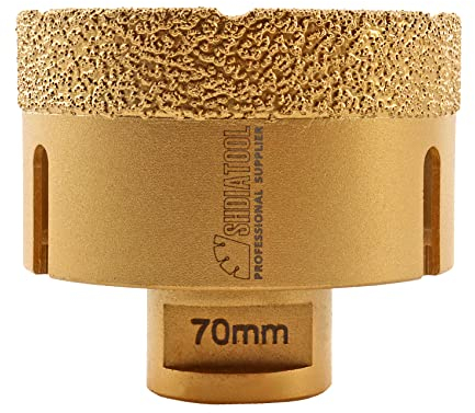 SHDIATOOL Diamond Core Drill Bit,Hole Saw Diameter 70mm M14 Thread Vacuum Brazed for Ceramic Porcelain Tile Granite Marble Masonry Brick
