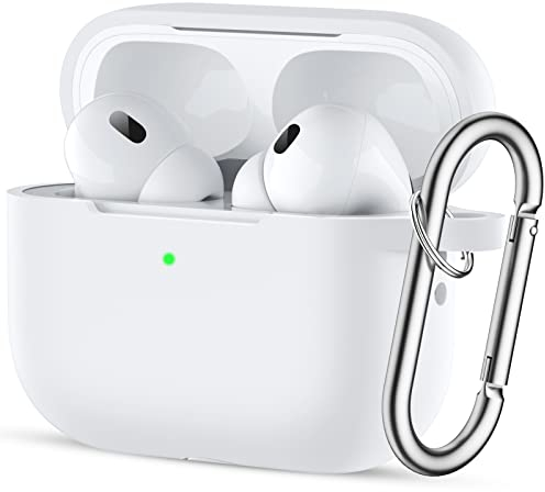 Easuny Funda para Airpods Pro 2/1 (2022/2019), Funda Silicona Protectora para Apple AirPods Pro 2/1 Case, Prueba de Golpes Funda Compatible con AirPods Pro 2.ª Generación, con Mosquetón - Blanco