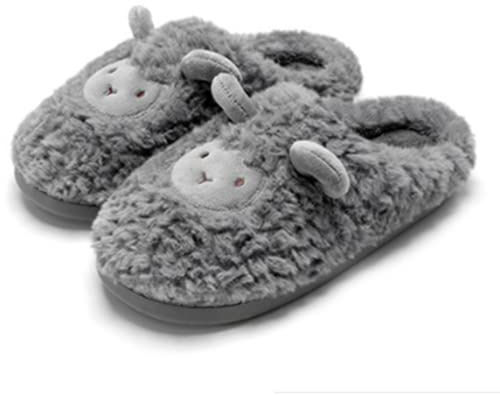 ZNEL Unisex- Herren und Damen Cartoon niedlich und gemütlich weich Flauschigen Plüsch Cosy Schaf Hausschuhe Indoor/Outdoor rutschfeste Pantoffeln