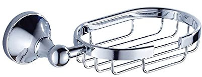 Klobvtt Porte-savon pour salle de bain, porte-savon avec évacuation, économiseur de savon mural en laiton chromé, porte-savon mural, panier à savon en fil de douche, accessoires de cuisine pour le bai