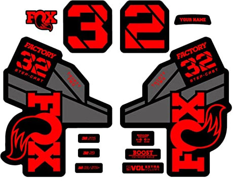BERFFX Adesivi Forcella Bicicletta F-O-X 32 FAC-TO-RY Adesivi Forcella Anteriore Adesivi Mountain Bike Personalizzati Personalizzati Impermeabili (Color : Red Gray)