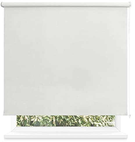 Estor Enrollable Opaco 45 x 200cm (Ancho x Largo), Blackout para Puertas y Ventanas, Medida de la Tela 40 x 195cm (Ostra)