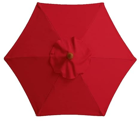 Chyuan Cubierta de Repuesto para sombrilla de Exterior, Cubierta de Repuesto para sombrilla de jardín, para Exteriores,sombrilla de jardín (Rojo, 3 Metros/6 Costillas)