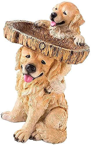 MERAXI Garden Bird Bath Bowl Sculpture Dog Statue Yard Lawn Animal Resin Figurine Ornament Decoration