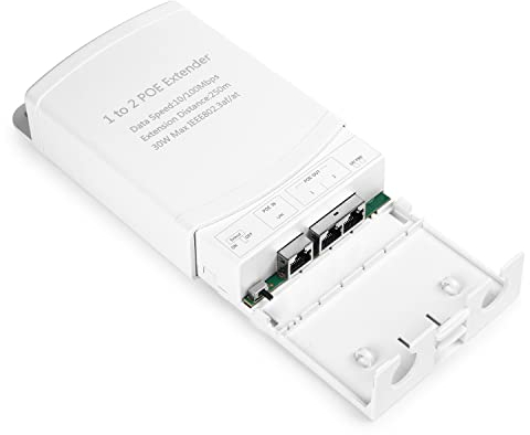 Revotech 2 Port PoE Extender IP67 wasserdicht, PoE Repeater 100 m/250 m Verlängerung außen, 1 in 2 Out PoE Adapter, komplett mit IEEE802.3af/at, 10/100 Mbps RJ45, Plug and Play (WPOE6003)