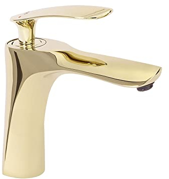 Rea ORBIT GOLD RUBINETTO LAVABO BASSO Miscelatore da bagno in ottone Miscelatore monocomando caldo e freddo regolabile (Oro)