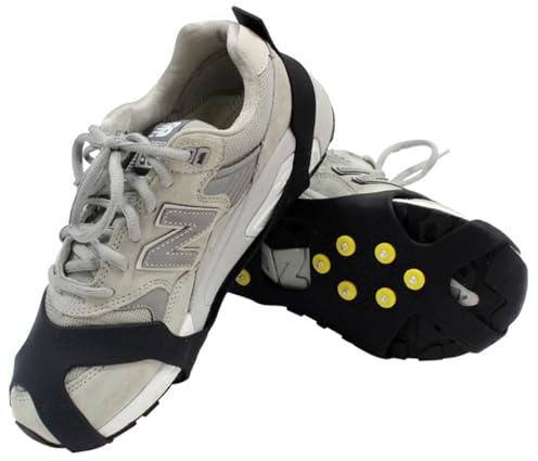 NUZAMAS Eisstollen für Schuhe und Stiefel, Silikon-EIS-Schnee-Griffe, 10 Stahlstollen, Schuhspikes, Griffe, Anti-Wrestling-Stollen, Steigeisen, passend zum Gehen, Eisfischen, L (41–45 cm)